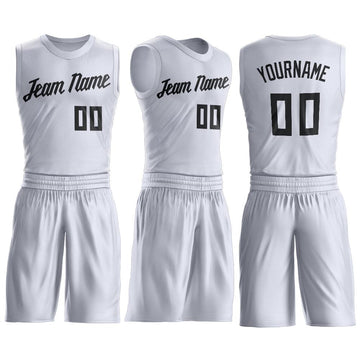 Custom White Black Round Neck Suit Basketball Jersey - Fcustom