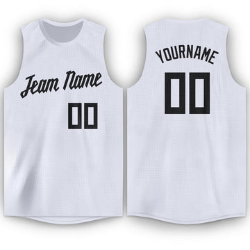 Custom White Black Round Neck Basketball Jersey - Fcustom