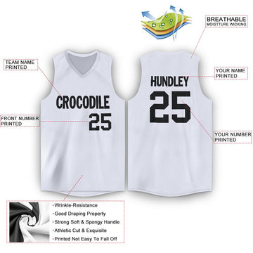 Custom White Black V-Neck Basketball Jersey - Fcustom