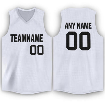 Custom White Black V-Neck Basketball Jersey - Fcustom