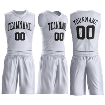 Custom White Black Round Neck Suit Basketball Jersey - Fcustom