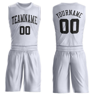 Custom White Black Round Neck Suit Basketball Jersey - Fcustom