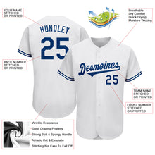 Load image into Gallery viewer, Custom White Royal Authentic Baseball Jersey
