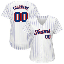 Load image into Gallery viewer, Custom White Royal Pinstripe Royal-Red Authentic Baseball Jersey
