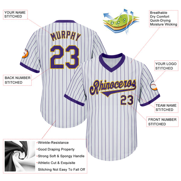 Custom Purple White-Gold Authentic Baseball Jersey Discount