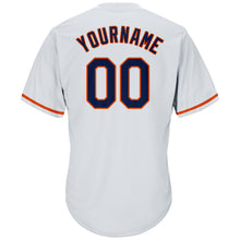 Load image into Gallery viewer, Custom White Navy-Orange Authentic Throwback Rib-Knit Baseball Jersey Shirt
