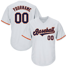 Load image into Gallery viewer, Custom White Navy-Orange Authentic Throwback Rib-Knit Baseball Jersey Shirt
