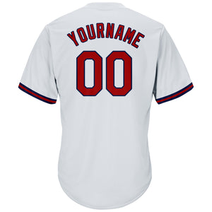 Custom White Red-Navy Authentic Throwback Rib-Knit Baseball Jersey Shirt