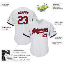 Load image into Gallery viewer, Custom White Red-Navy Authentic Throwback Rib-Knit Baseball Jersey Shirt
