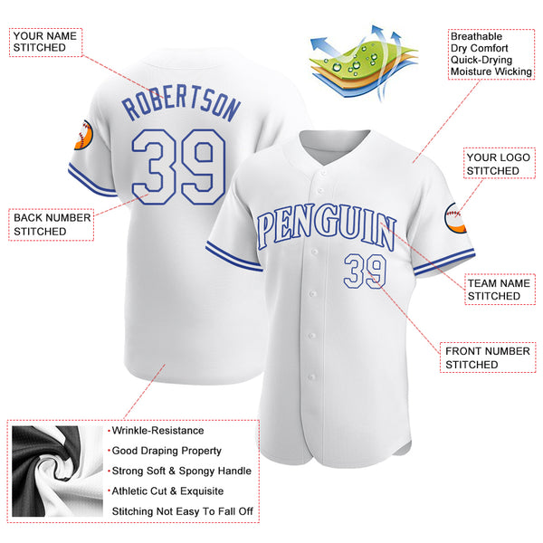 Custom White Royal Authentic Baseball Jersey Discount