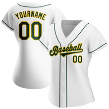 Load image into Gallery viewer, Custom White Green-Gold Authentic Baseball Jersey
