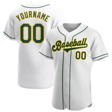 Load image into Gallery viewer, Custom White Green-Gold Authentic Baseball Jersey
