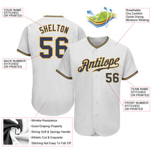 Load image into Gallery viewer, Custom White Navy-Gold Authentic Baseball Jersey
