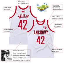 Load image into Gallery viewer, Custom White Red-Black Authentic Throwback Basketball Jersey
