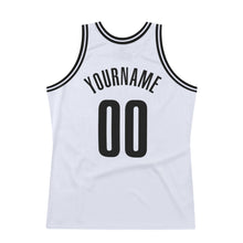 Load image into Gallery viewer, Custom White Black Authentic Throwback Basketball Jersey
