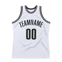 Load image into Gallery viewer, Custom White Black Authentic Throwback Basketball Jersey
