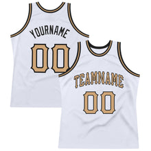 Load image into Gallery viewer, Custom White Old Gold-Black Authentic Throwback Basketball Jersey
