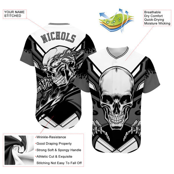 Custom Black Gray Pinstripe White-Gray Authentic Baseball Jersey Discount