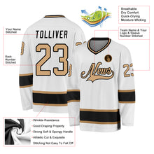 Load image into Gallery viewer, Custom White Old Gold-Black Hockey Jersey
