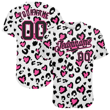 Custom Pink White-Black Authentic Baseball Jersey