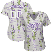 Load image into Gallery viewer, Custom White White-Purple 3D Pattern Design Lavenders Authentic Baseball Jersey
