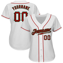 Load image into Gallery viewer, Custom White Red-Kelly Green Authentic Baseball Jersey
